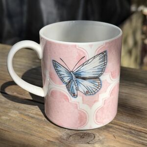 Lenox Butterfly Meadow "L" Monogram White Porcelain Coffee Tea Mug New w/ Tags